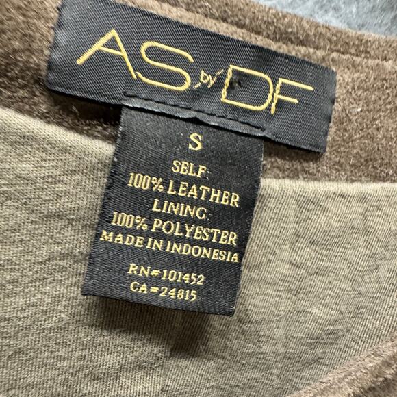 AS by DF Suede Dress Womens Small Brown Long Sleeve Zip Up Retro Knee Length - Picture 2 of 9